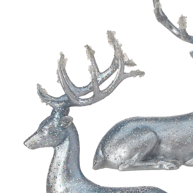 9-13" Resin Winter Deer Set of 2