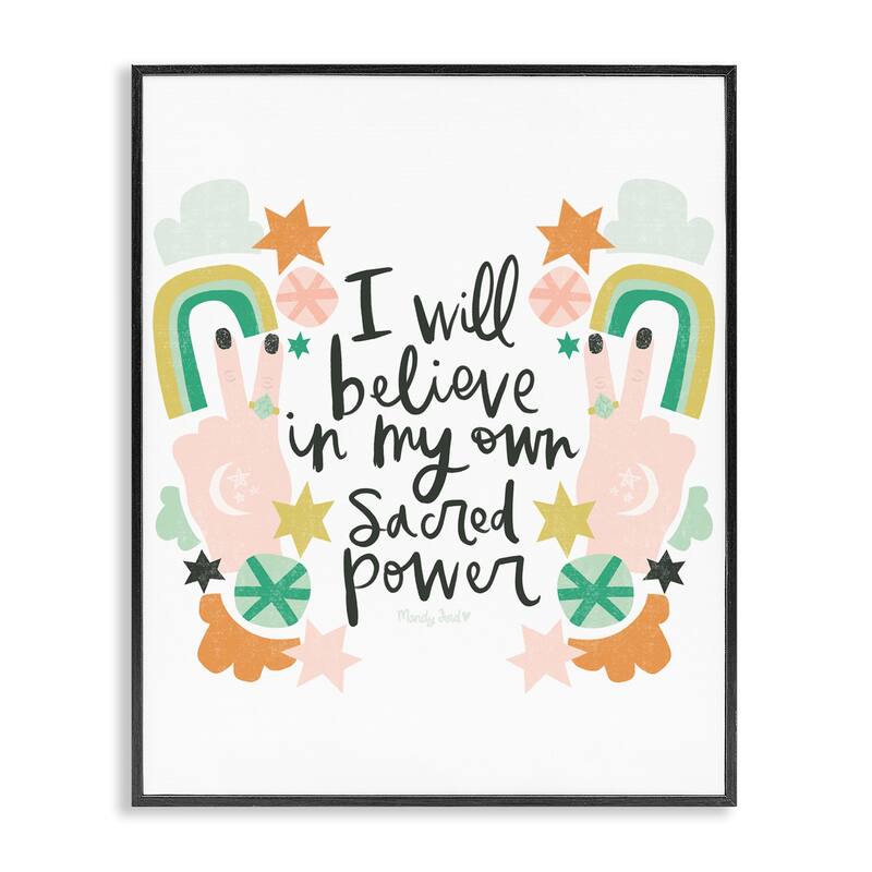 Stupell Empowering Sacred Power Sentiment Framed Giclee Art Design By Mandy Ford Art + Illustration - 11 x 14 - Black