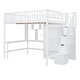 preview thumbnail 8 of 11, Wooden Full Loft Bed with Desk, Wardrobe & Bookshelf, Stairway Loftbed Wood Bedframe with Drawers for Kids Teens Adults Bedroom