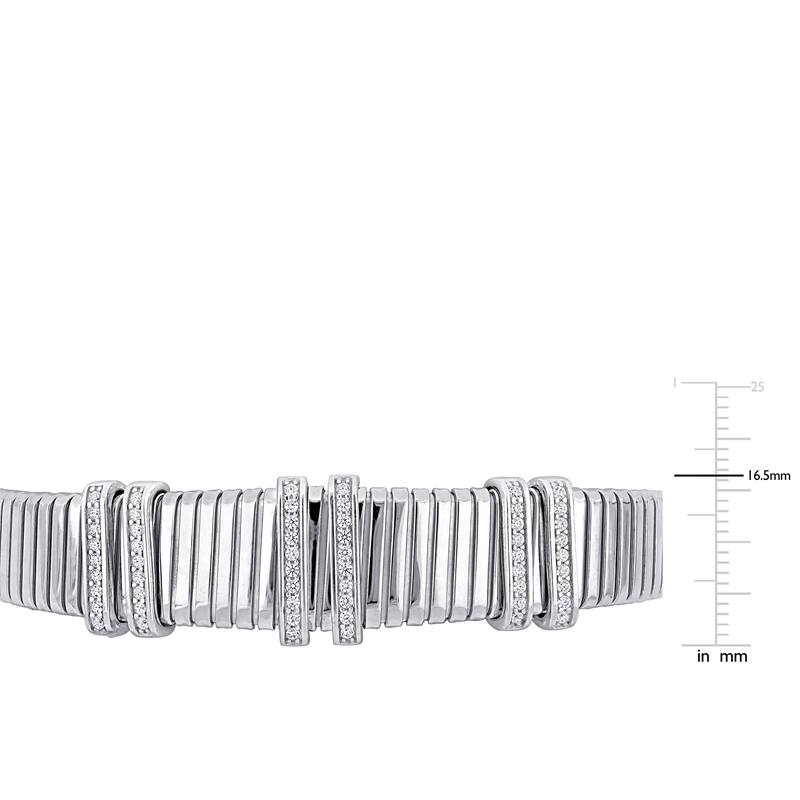 Miadora 1 3/4ct TGW Cubic Zirconia Omega Design Bangle in Sterling Silver - 8 in - 8 in x 16.5 mm x 5 mm