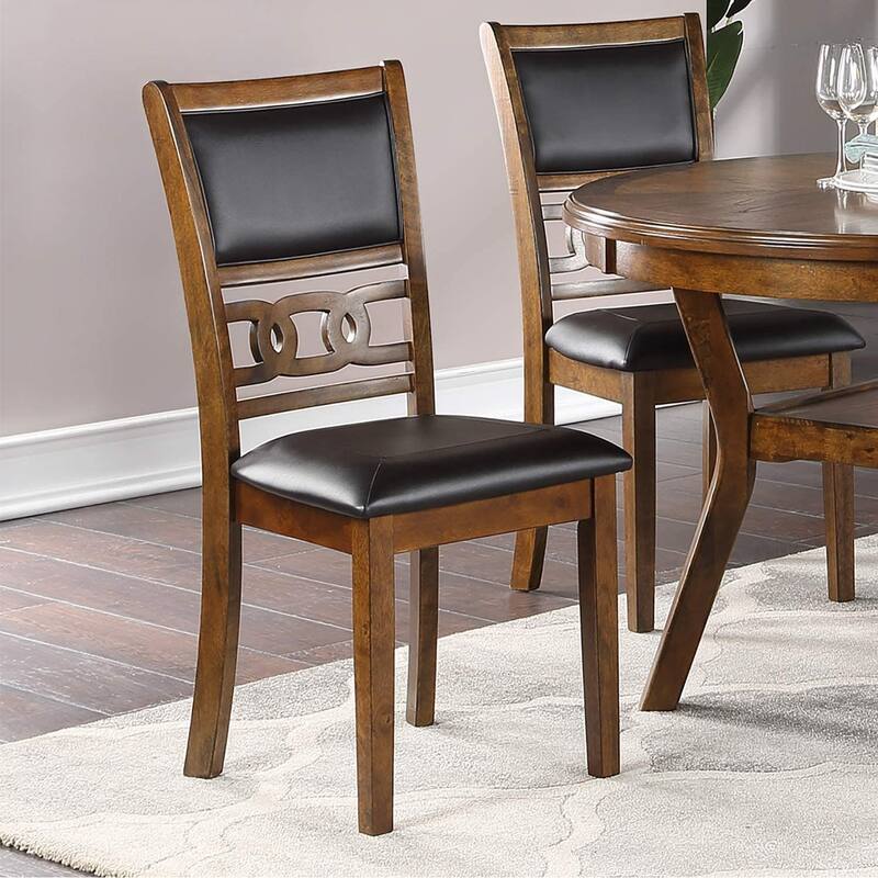 5 Piece Round Dining Table Set, Kitchen Dining Room Furniture Set with Dining Table and 4 Upholstered Side Chairs