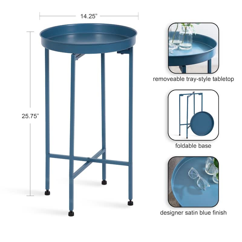 Kate and Laurel Celia Round Foldable Metal Accent Table - 14x14x26