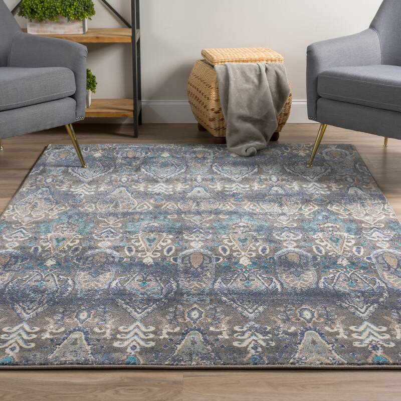 Addison Thurston Distressed Ikat Blue 9'6" x 13'2" Area Rug