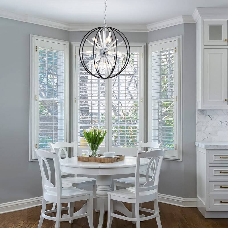 Modern Chandelier 22" 10-light Black and Silver Orb