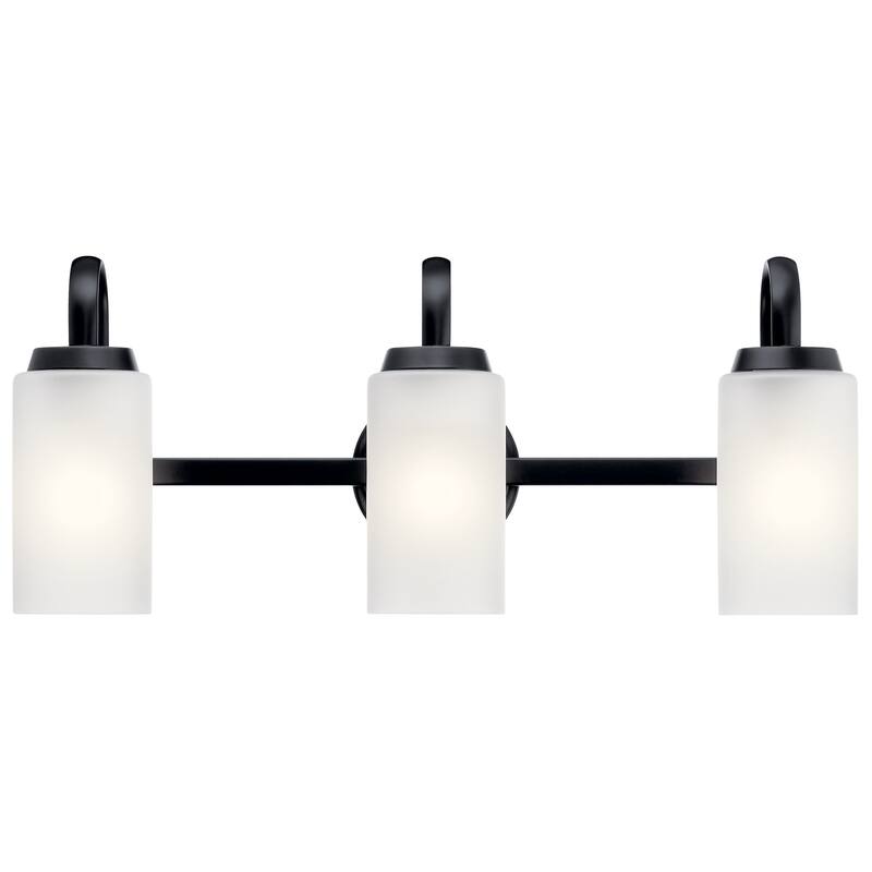 Kichler Lighting Kennewick 3-Light Vanity Light Black with Etched Glass