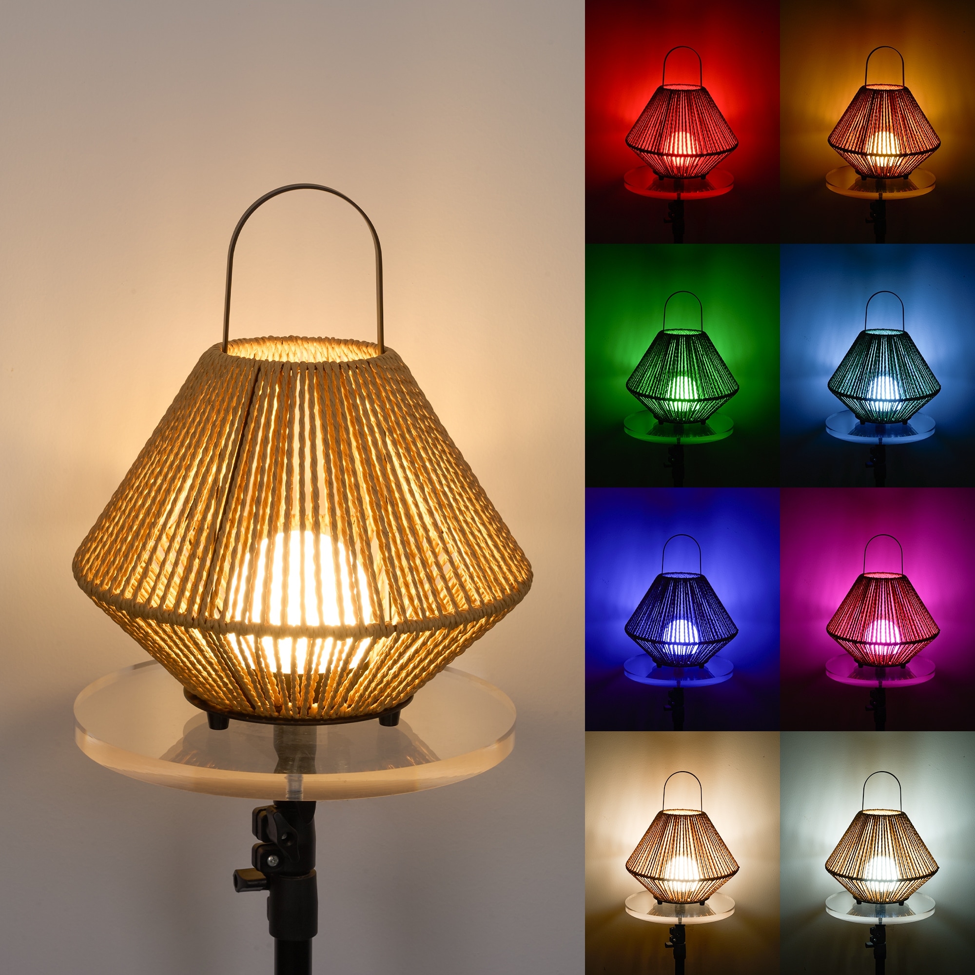 60 in 2-in-1 Rattan rechargeable floor lamp with RGB Lantern