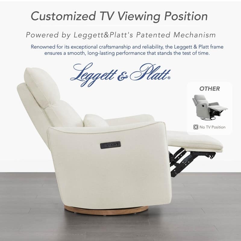 Spruce & Spring Power Swivel Recliner Chair Dual-Motor Nursery Glider with Lumber Pillow