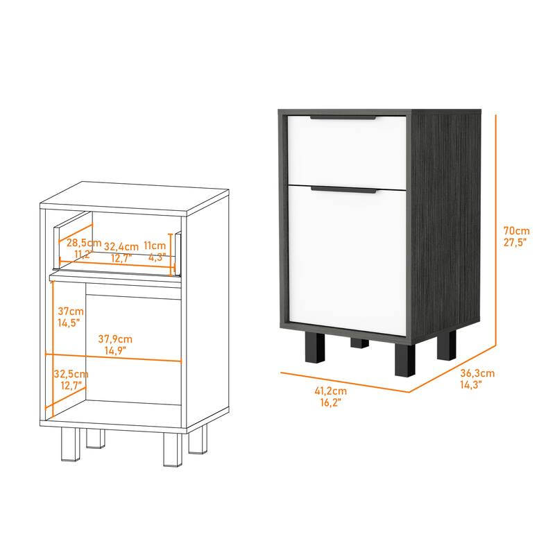 Osbourne 1-Drawer Nightstand Smokey，Suitable for bedrooms,living rooms,apartments