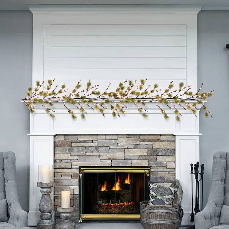Puleo International 6 ft. Pre-lit Artificial Christmas Twig Garland - 6 ft. - 6 ft.