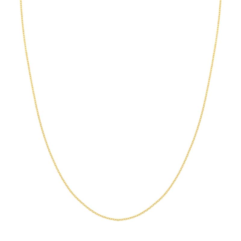 Curata 14k Yellow Gold 1.15mm Open Diamond Cut Cable Chain Necklace (Lobster)