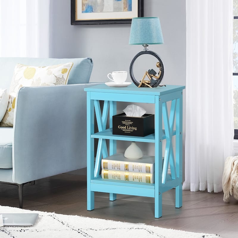 Javlergo Set of 2 Nightstand Bedside Table, Modern Small Side End Table with Open Storage Shelves