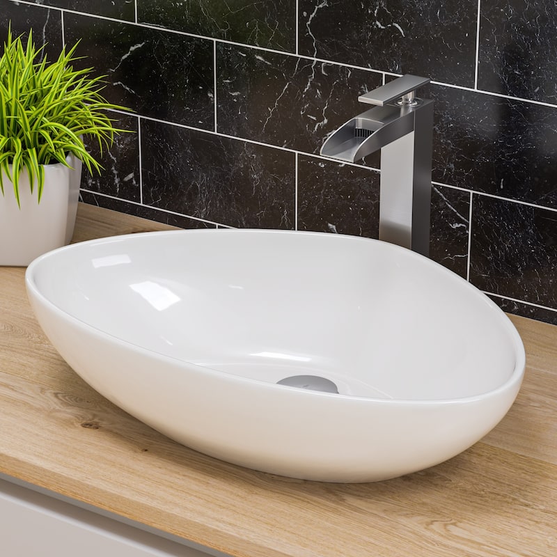 ALFI brand White 23" Fancy Above Mount Ceramic Sink