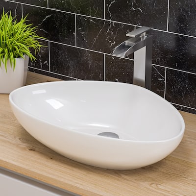 ALFI brand White 23" Fancy Above Mount Ceramic Sink