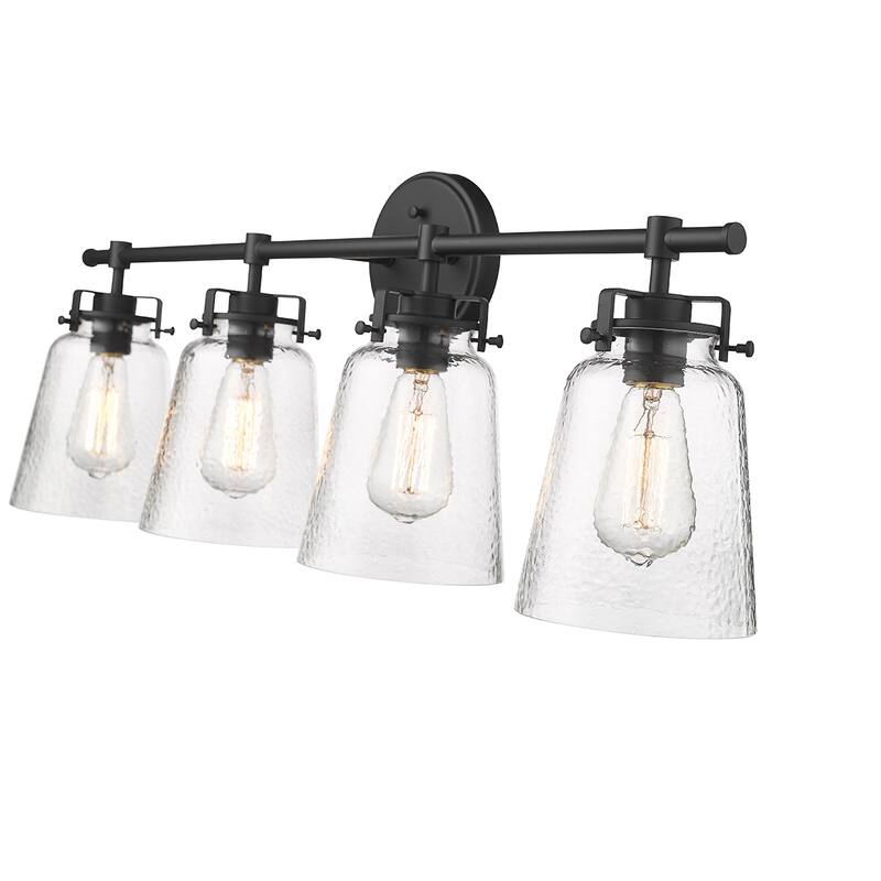 Millennium Lighting Amberose Vanity Light with Hammered Glass Shades - 4 Light - Matte Black