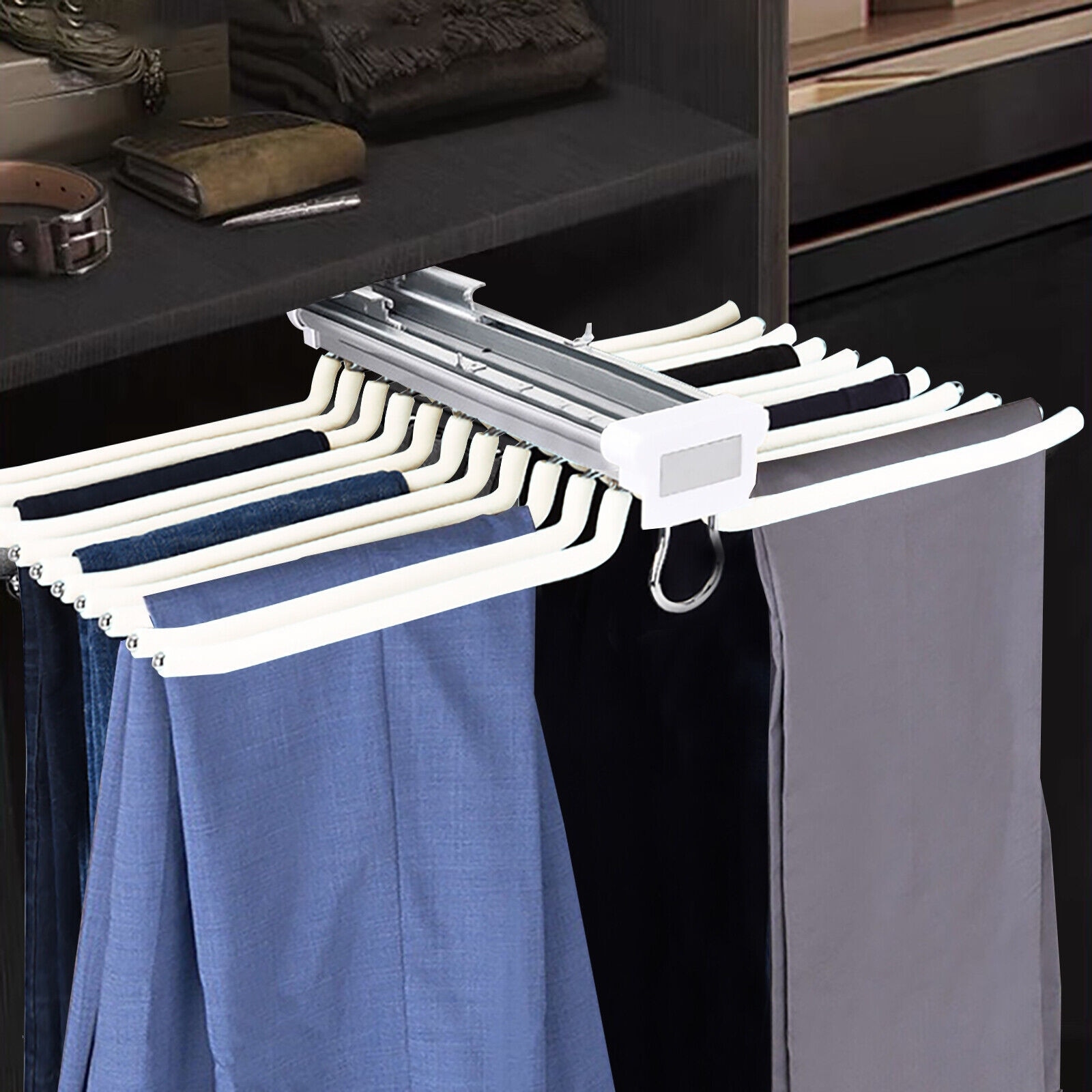 Pull Out Pants Rack 22 Arms Closet Trousers Hanger 22 Arms