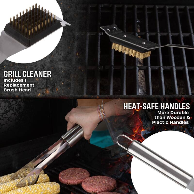 16-Piece BBQ Grill Accessories Set - Barbecue Tool Kit with Aluminum Case by Home-Complete