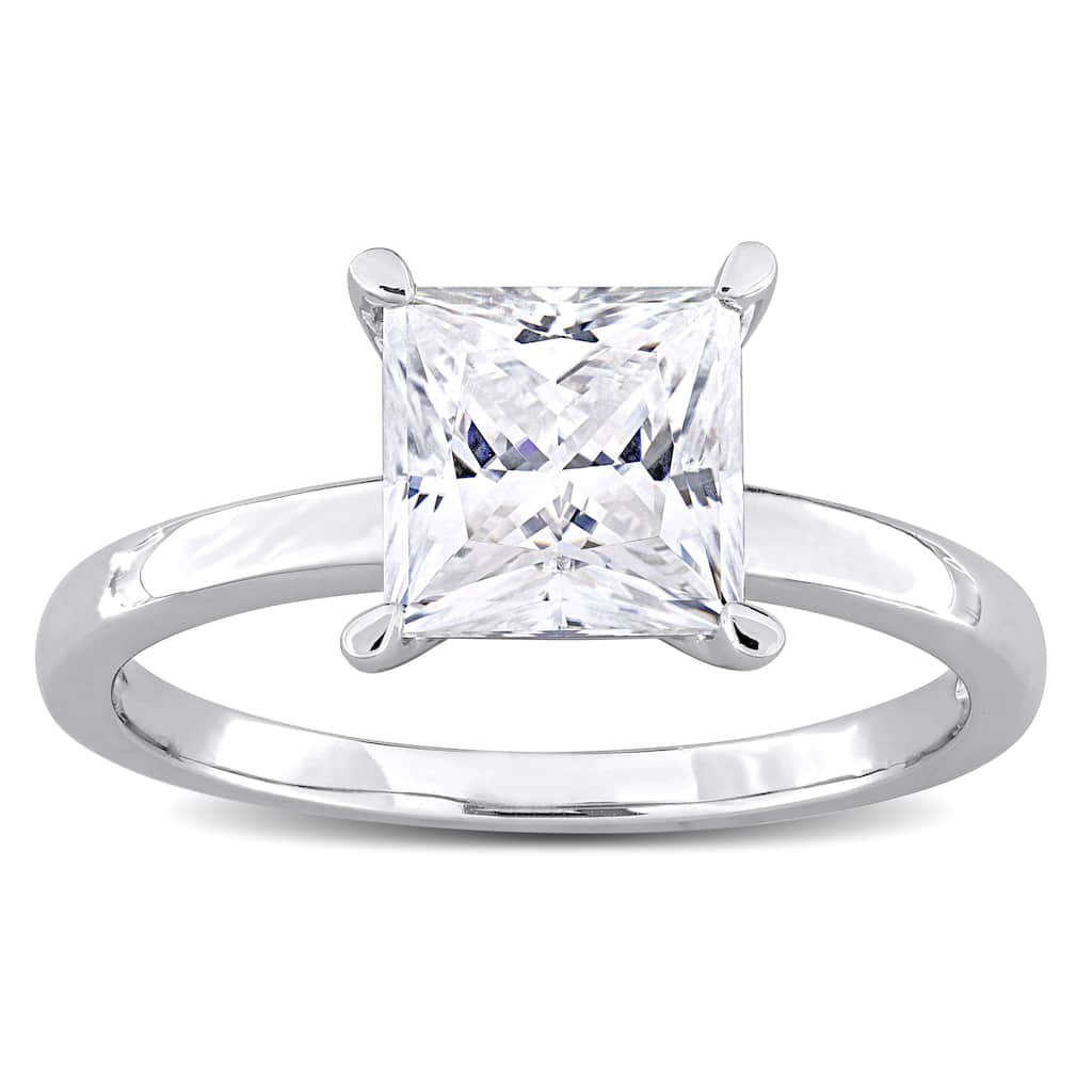 Miadora 2ct DEW Square-Cut Created Moissanite Solitaire Ring in Sterling Silver