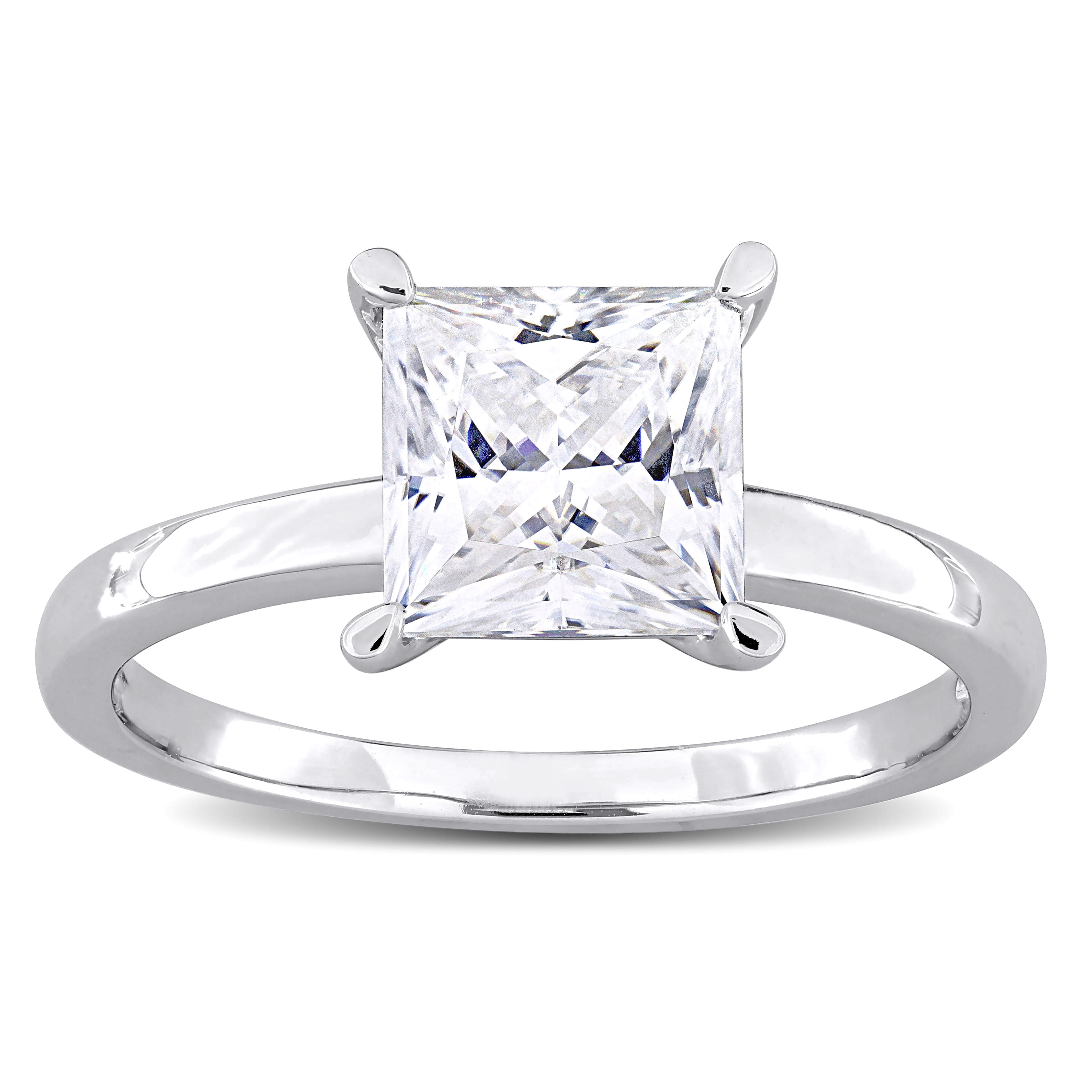 Miadora 2ct DEW Square-Cut Created Moissanite Solitaire Ring in Sterling Silver