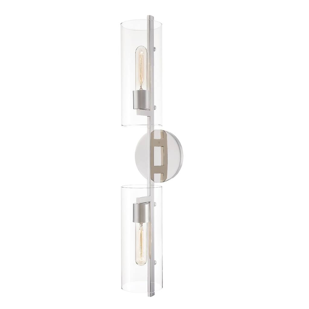 Mitzi by Hudson Valley Ariel 2-light Polished Nickel Wall Sconce, Clear Glass
