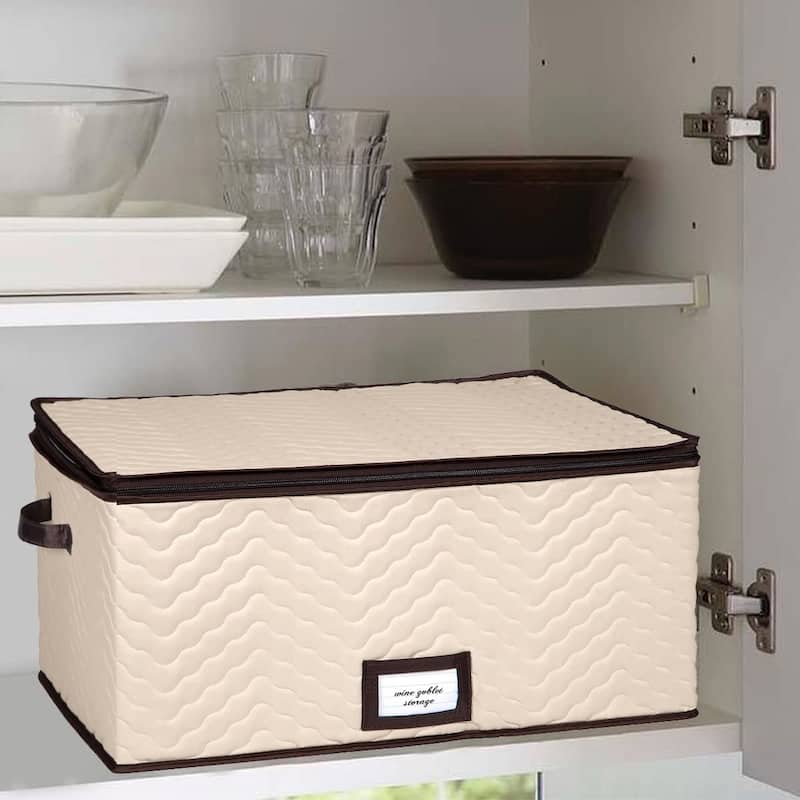 Stemware Storage Case for Wine Glasses - Holds 12 Glasses -19" x 9.5" x 14"