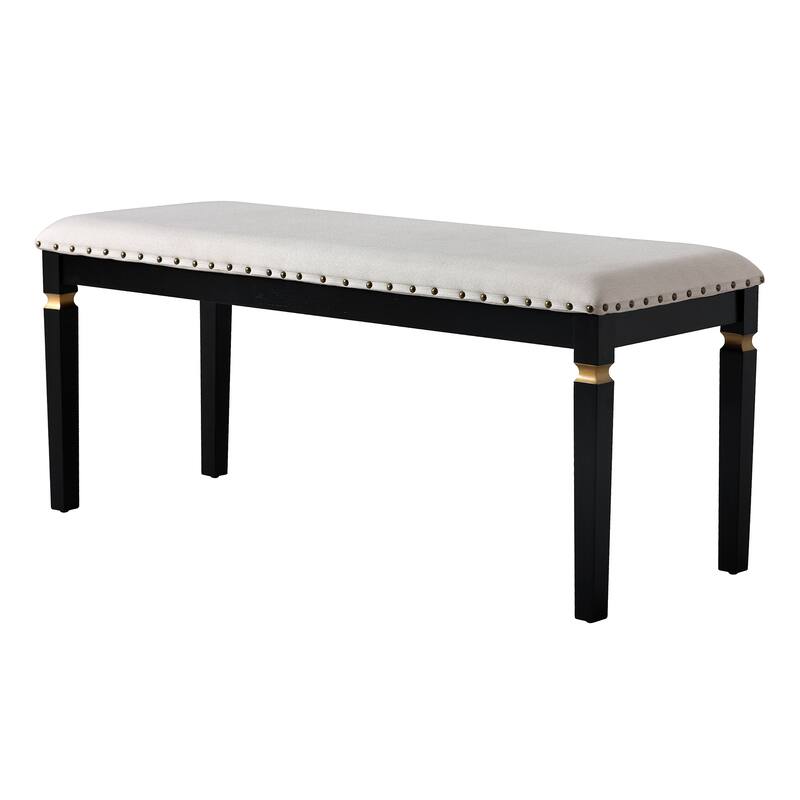 Kitchen Dining Table Set, Dining Room Table Set for 6 with Rectangular Table, Bench and 4 High Back Tufted Chairs