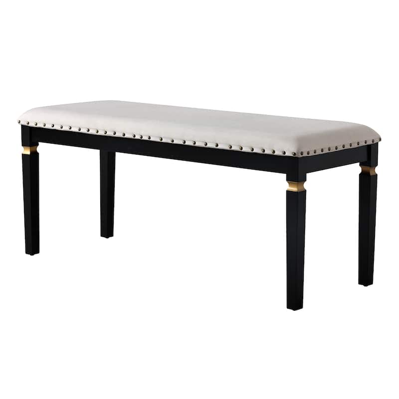 Roomfitters 6-Piece Kitchen Dining Table Set, 60 Inch Rectangular Table with 4 Tufted High-Back Chairs and Bench