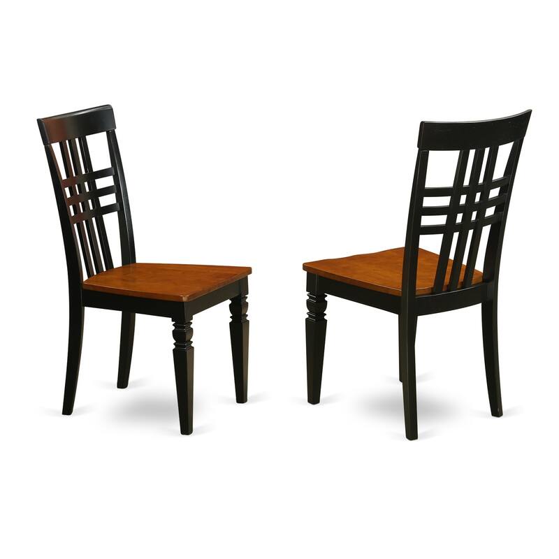 HomeStock 5-Piece Rectangle Black and Cherry Finish Solid Wood Top Dining table with 4 Chairs with Lattice Back