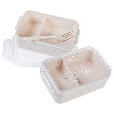 Simplify 2 Pack Eco-Friendly Natural Lunch Box Set - White