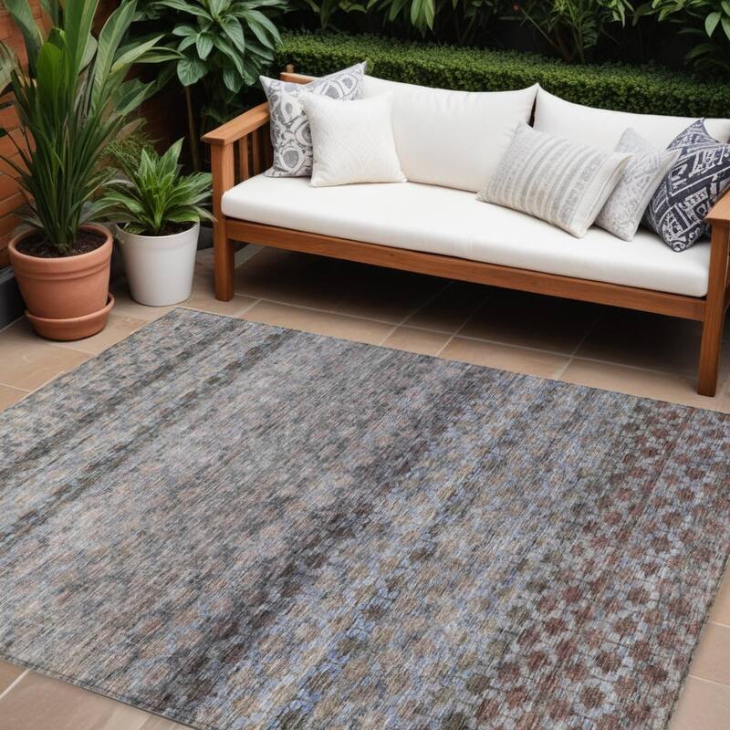 HomeRoots Striped Transitional Rectangle Outdoor Rug - 9' X 12'