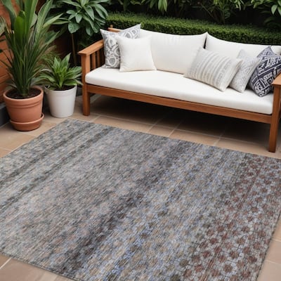 HomeRoots Striped Transitional Rectangle Outdoor Rug
