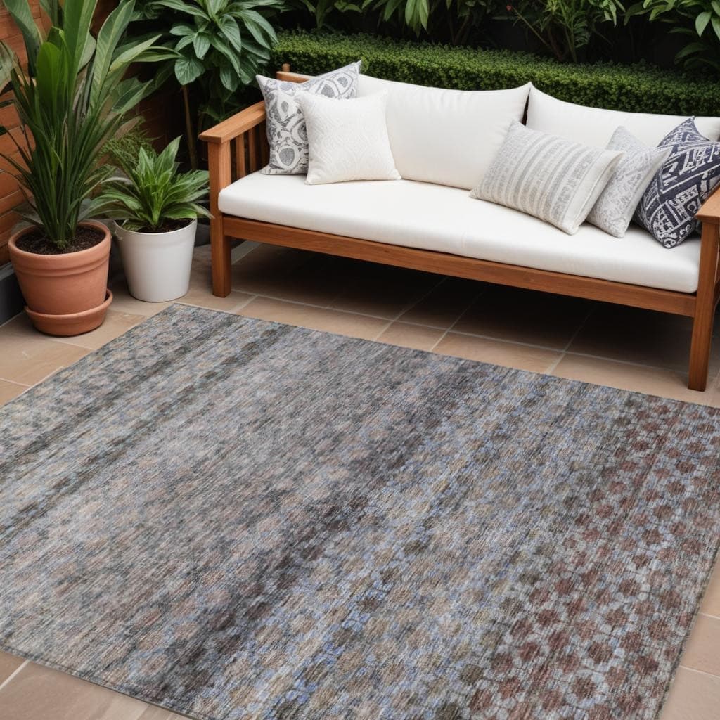 HomeRoots Striped Transitional Rectangle Outdoor Rug