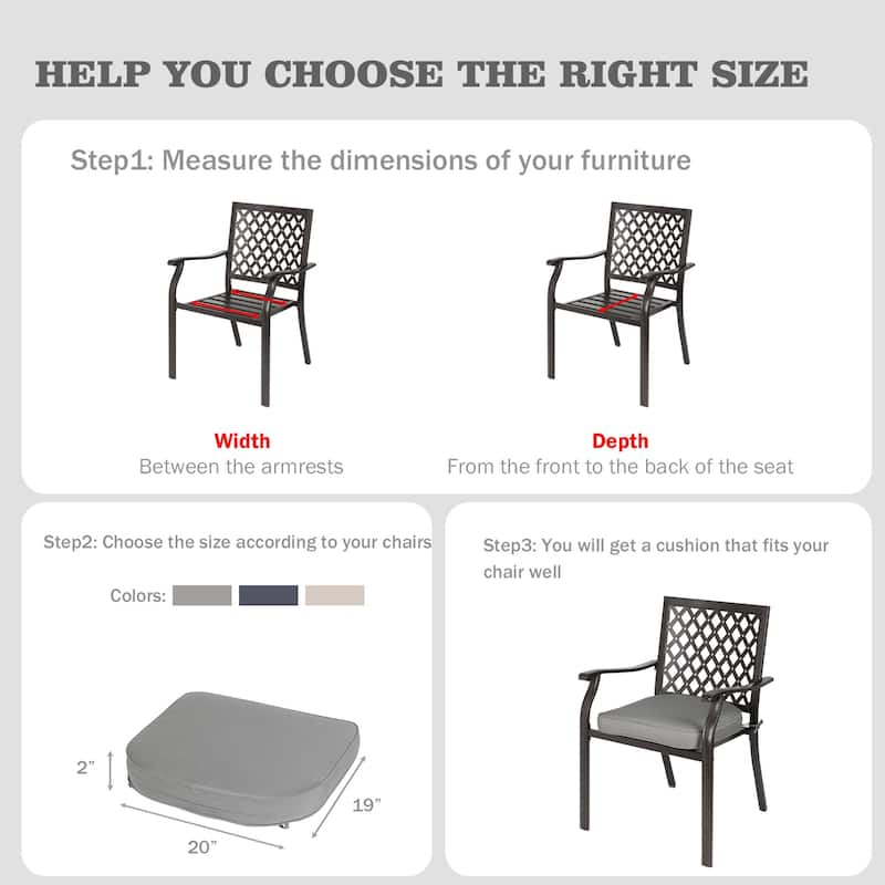 Aoodor Outdoor Chair Cushion Soft and Fade-resistant Polyester Set of 4 - 20"x19"