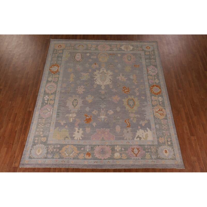 Floral Oushak Vegetable Dye Area Rug Handmade Wool Carpet - 8'4" x 9'9"