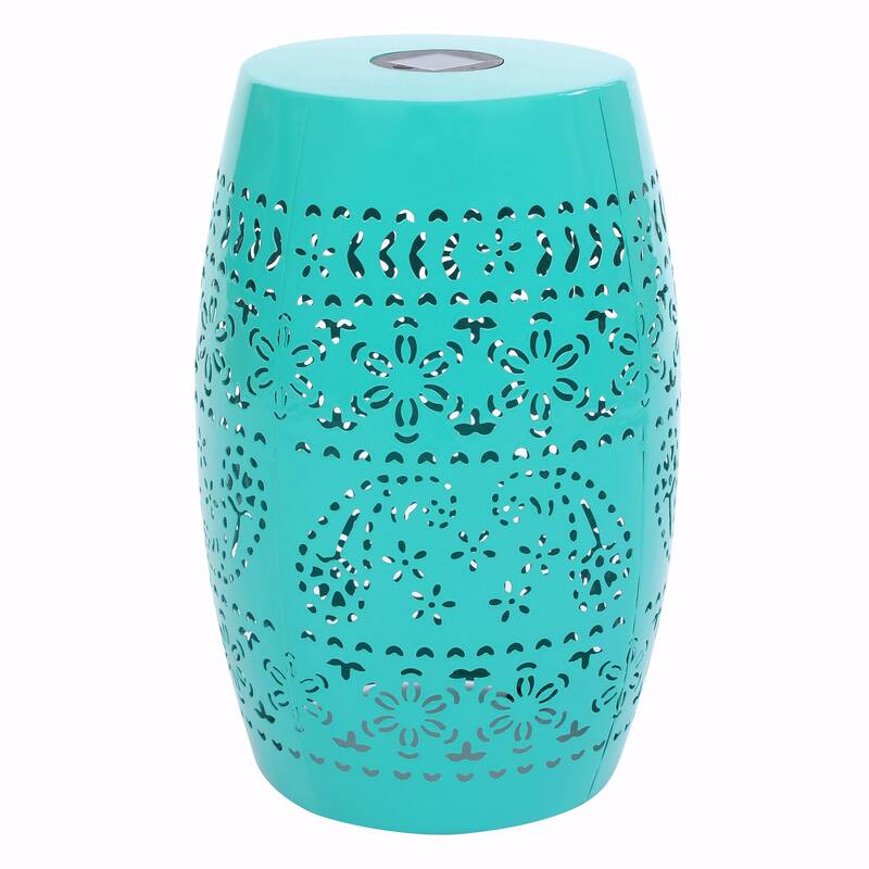 Solar-Powered Side Table with Light - Modern Iron Design, Garden & Patio Accent