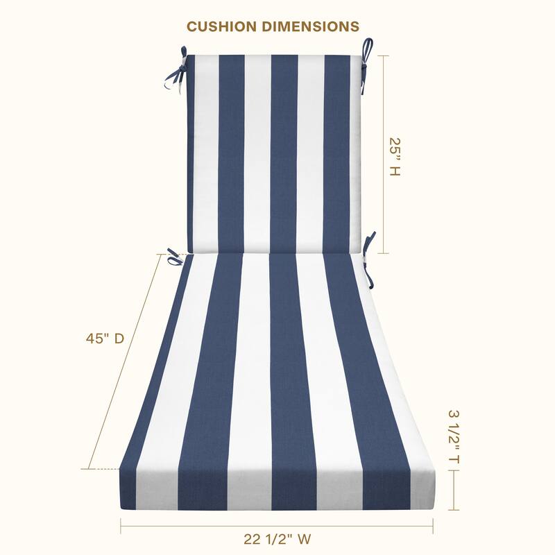 Textured Chaise Lounge Cushion - 22.5" wide x 70" long x 45" deep x 3.5" thick