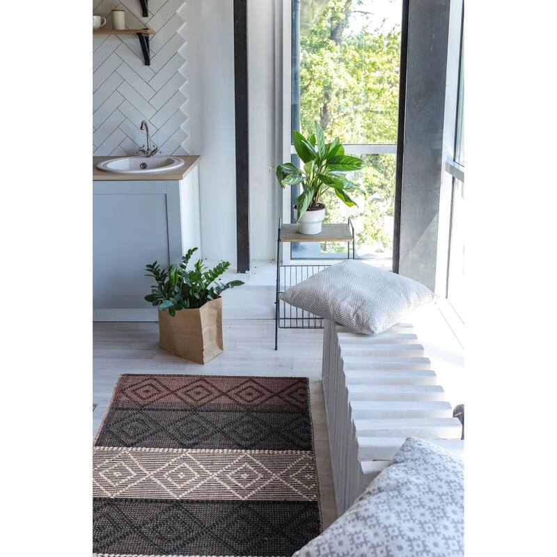 ECARPETGALLERY Braid weave Sienna Grey Wool Rug - 2'7 x 9'9