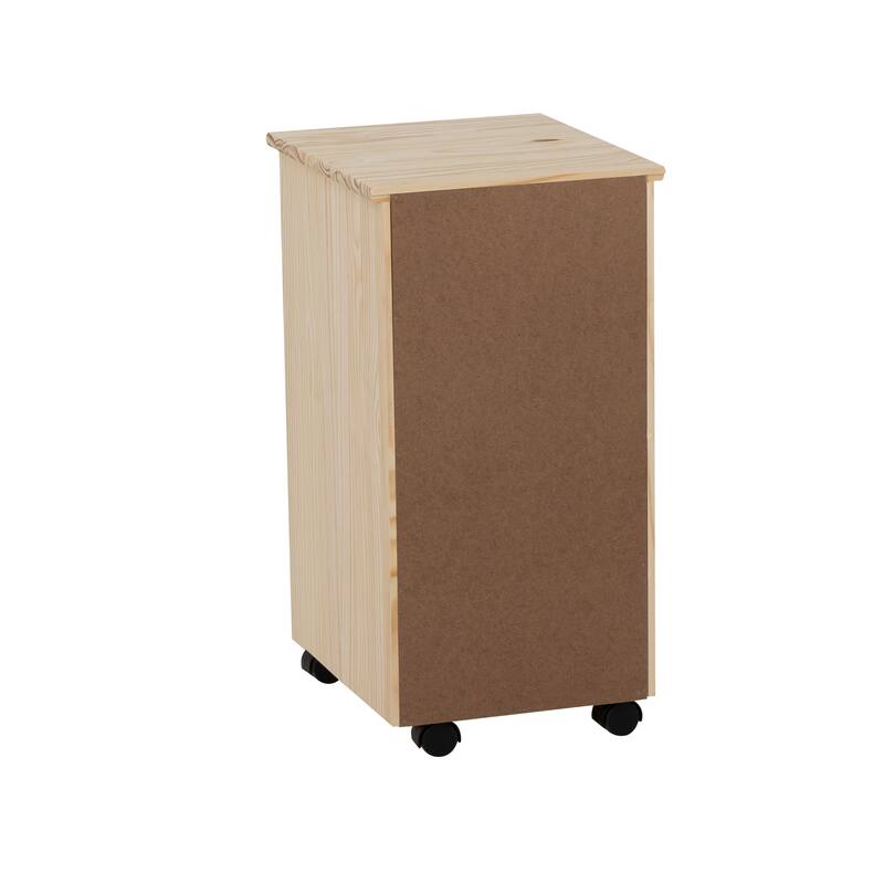Wooden Storage Cabinet with Casters- 25.75" - Beige