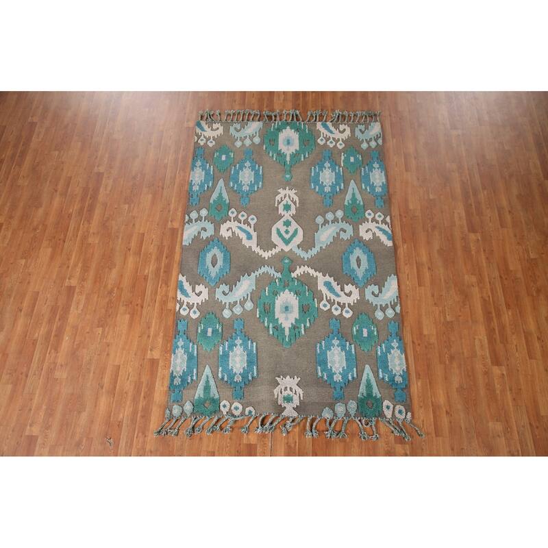 Brown Moroccan Indian Area Rug Hand-Knotted Wool Carpet - 5'1"x 7'11"