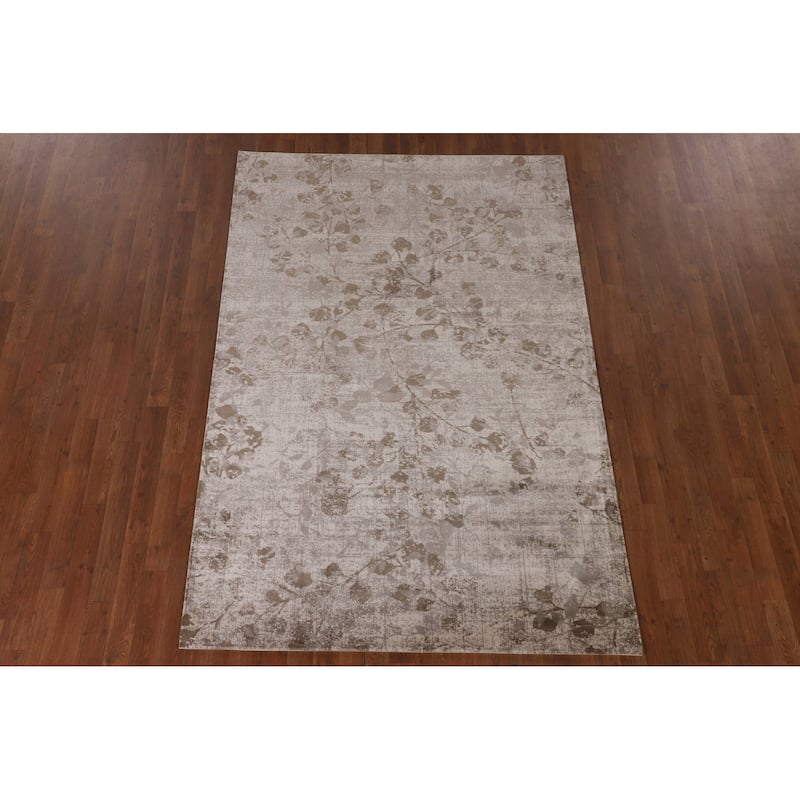 Beige Floral Art & Craft Turkish Area Rug Machine Made Carpet - 5'0" x 7'6"