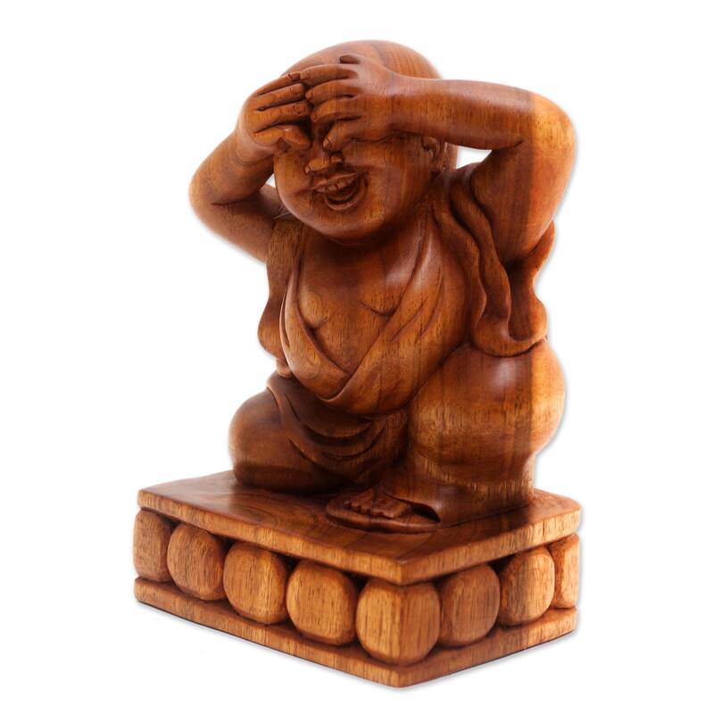Novica Handmade See No Evil Wood Sculpture