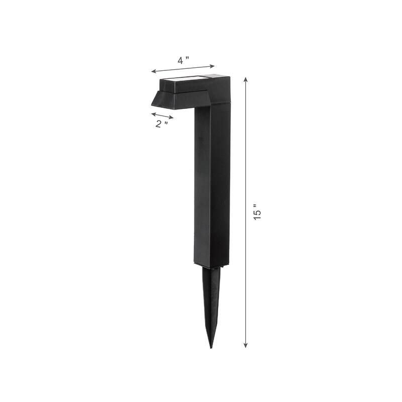 Glitzhome 15"H Set of 6 Solar Powered SMD LED Pathway Ground Light - Black