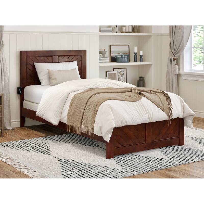 Canyon Foundation Bed Frame with Matching Footboard - Walnut - Twin XL