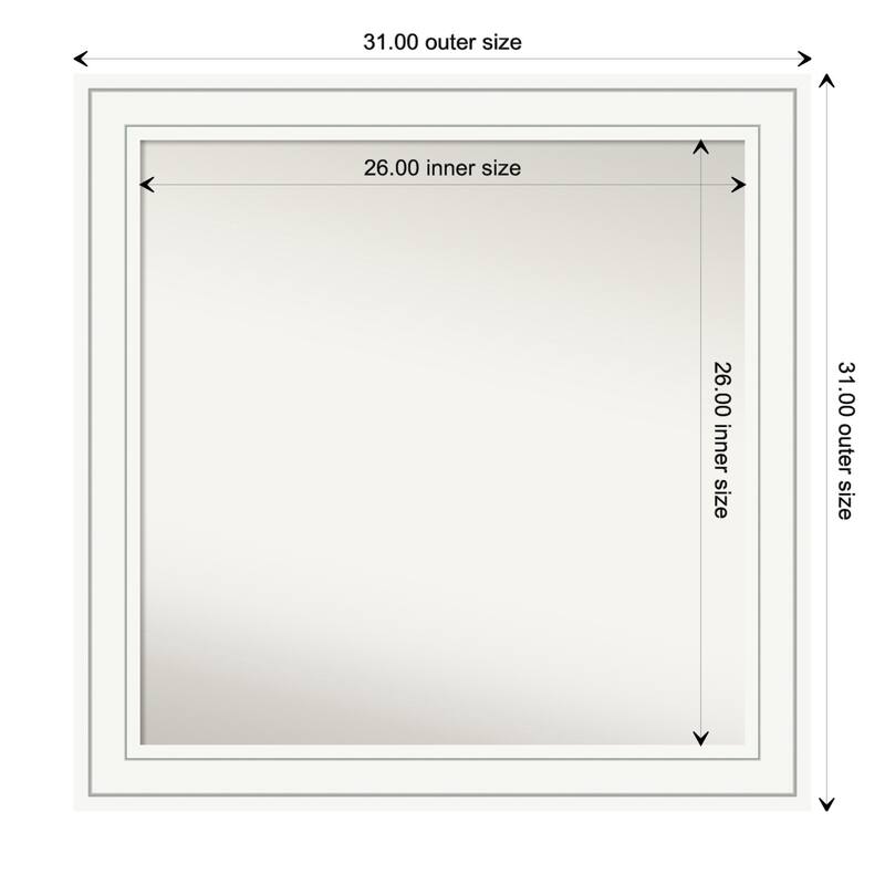 Craftsman White Framed Non-Beveled Custom Wall Mirror, Bathroom Vanity Mirror - Outer Size: 31 x 31