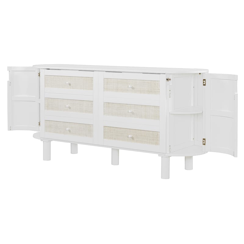 Queen Size Murphy Bed with Hidden Storage, Side Cabinets, and Woven Drawer Design, Space-Saving Foldable Bed