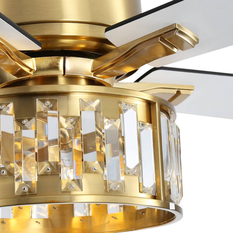 52" Crystal Chandelier 5-Blade Ceiling Fan with Light Kit and Remote