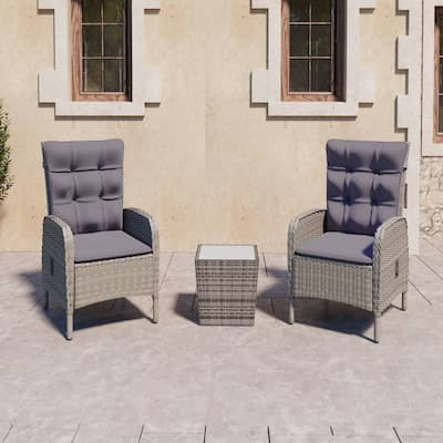 vidaXL Solid Acacia Wood Patio Bistro Set 3 Piece Poly Rattan Multi Colors - 16.3" x 16.3" x 16.9"