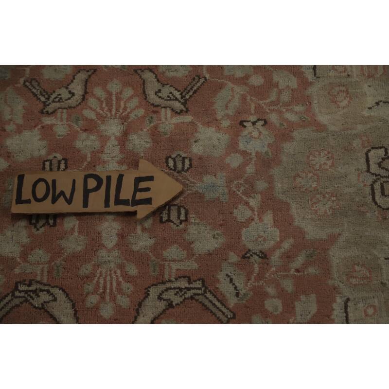 Hand Knotted Oriental 100% Wool Carpet Traditional Floral Pink Kerman Area Rug - 12' 8'' X 9' 8''