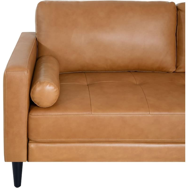 Marisa Genuine Oversized Mid-Century Leather Sofa, Wooden Legs Sectional Sofa, Superior Comfort for Living Room