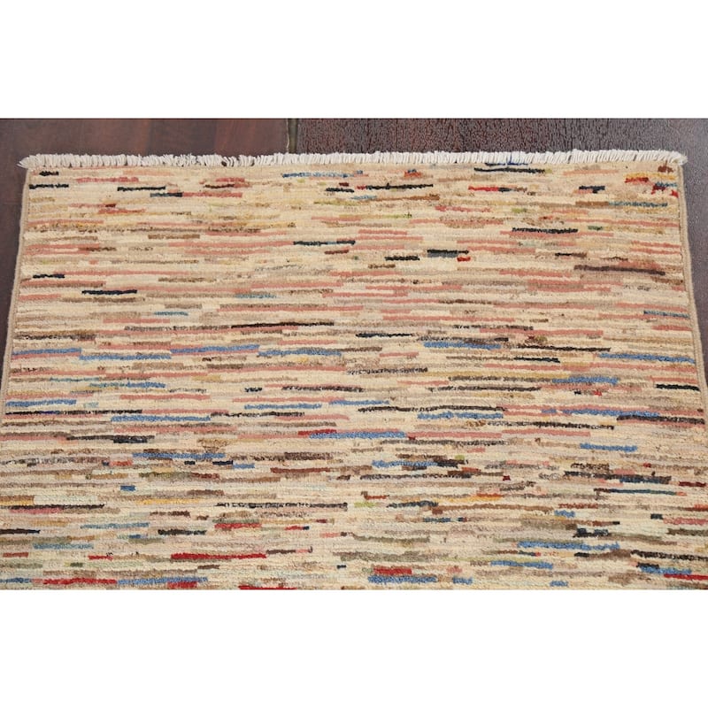 Contemporary Gabbeh Kashkoli Area Rug Wool Hand-knotted Foyer Carpet - 2'7" x 3'10"