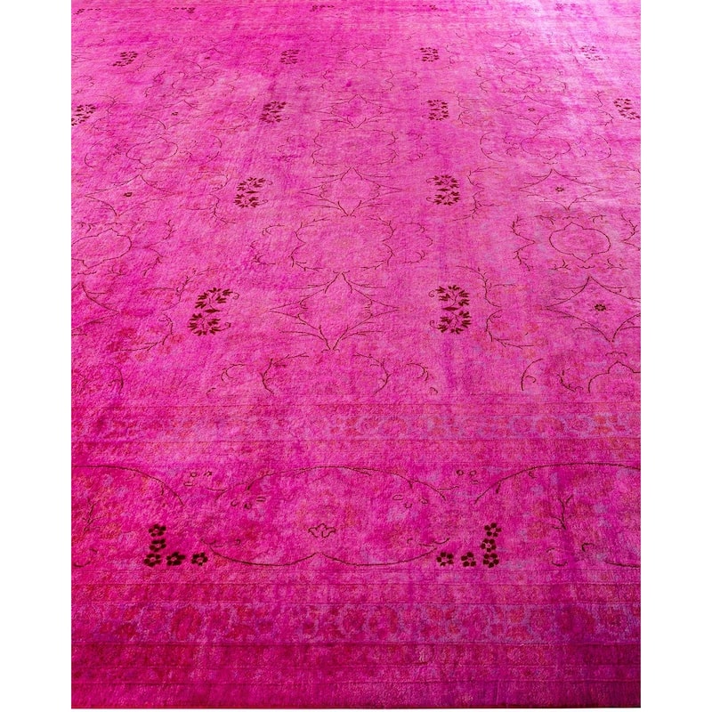 Overdyed, One-of-a-Kind Hand-Knotted Area Rug - Pink - 10' 1" x 17' 6"